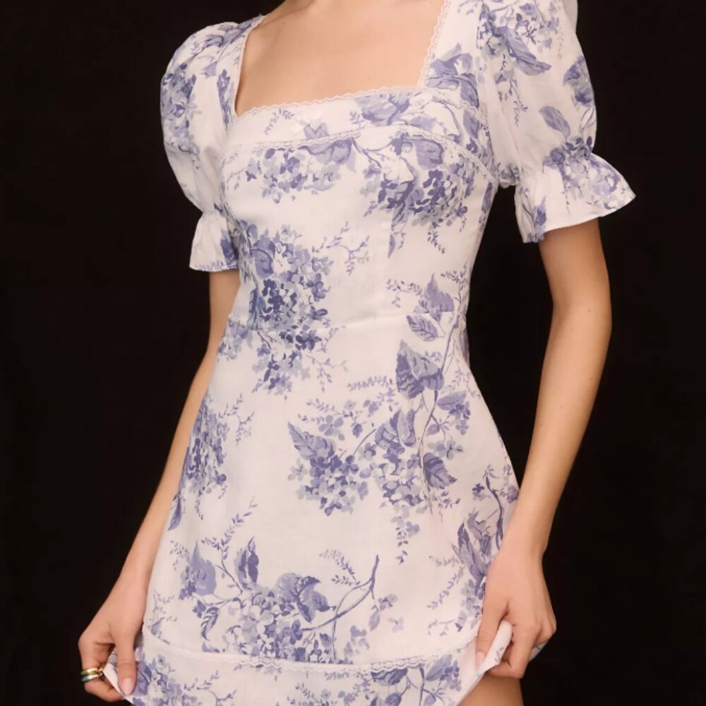 Reformation Evianna Mini Dress - Lupine Floral